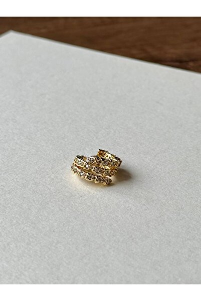 Alveole Jewelry Parçalı Geometrik Sarmal Zirkon Earcuff