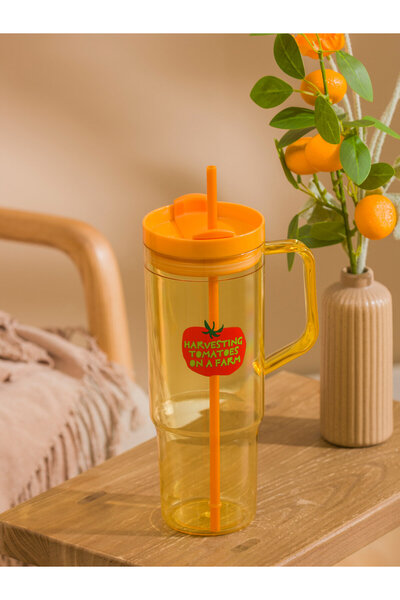 LC Waikiki Printed Glass Tumbler with Straw, 1200 ml