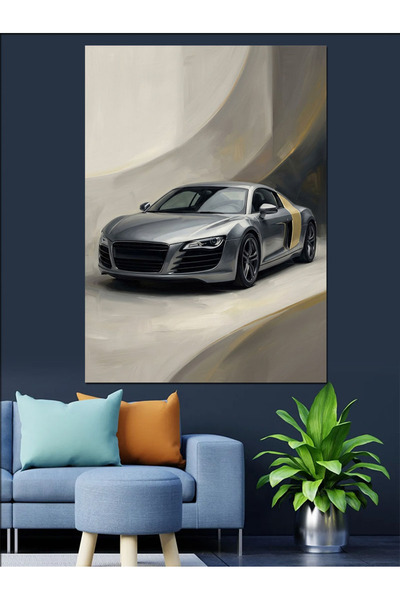Artmeg Pânză decorativă cu design modern gri pentru mașini sport - Tablou din...