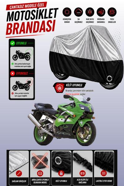 Cemku Twin غطاء محرك متوافق مع كاواساكي ZX-9 R باللون الرمادي من الأعلى والأس...