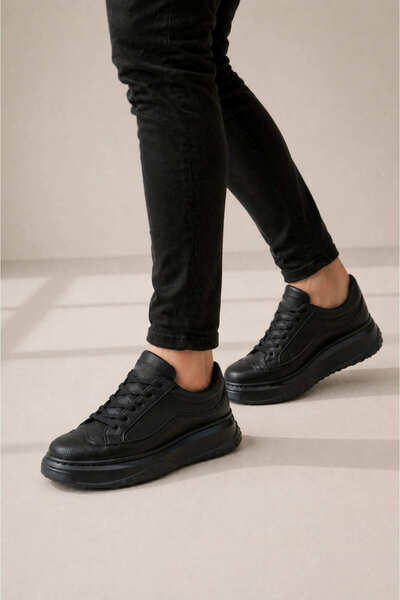 pabucmarketi Black Lace-Up Men's Sneakers