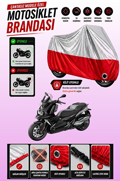 Cemku Twin غطاء محرك متوافق مع سيارة BMW C 400 X باللون الرمادي من الأعلى وال...