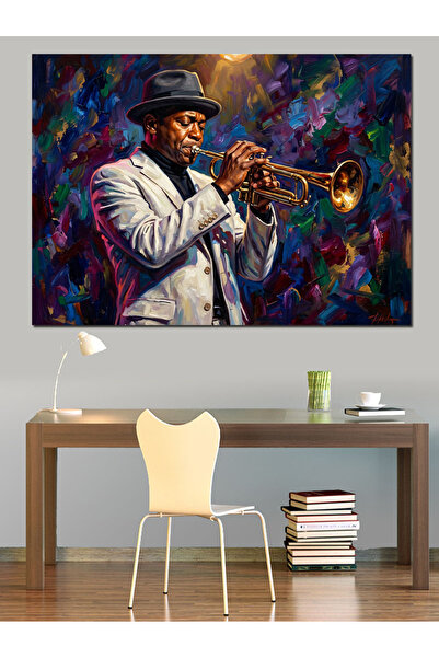 Artmeg Portretul muzicianului de jazz care cântă la trompetă Pânză decorativă...