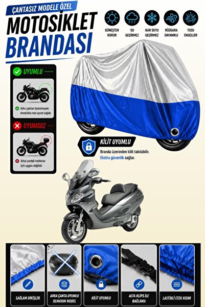 Cemku Twin غطاء محرك متوافق مع Piaggio X9 250 باللون الرمادي من الأعلى والأزر...