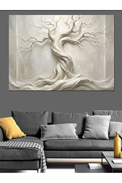 Artmeg Pânză decorativă cu textură în relief, artă cu copaci albi - Tablou di...