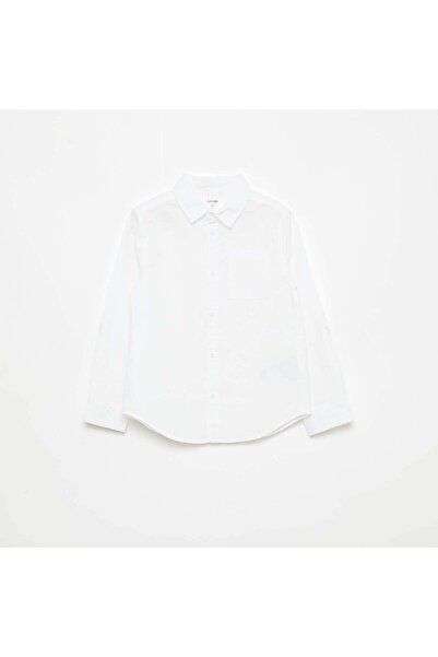 KIABI Shirt With Pocket And Roll-Up Sleeves White