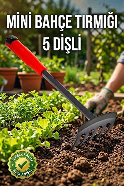 Alıç Mini Bahçe Tırmığı 5 Dişli Küçük El Tırmığı Toprak Havalandırma Çiçek Ba...