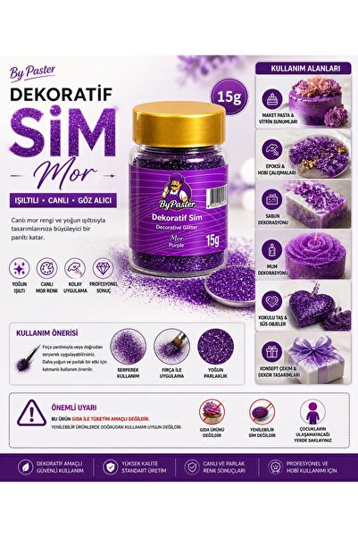 By Paster Mor Dekoratif Sim 15g – Işıltılı Hobi & Süsleme Glitter (Gıda Temas...