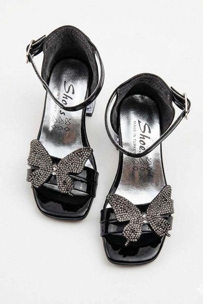 Mojo Bebek Mojo Girls' Size 26-30 Buckle Glass Heeled Shoes Black