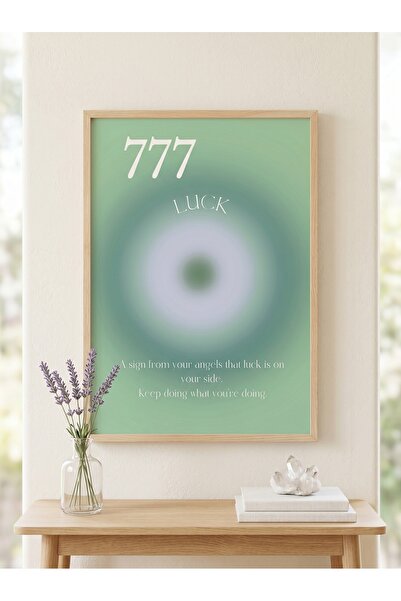 DEKORASOR Angel Numbers 777 Luck Aura Poster - Sage Green Estetik Manifest Du...