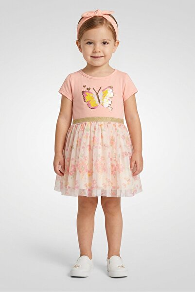Young Hearts Toddlers Girl 3Pcs Butterfly Sequins Dress And Panty with Headba...