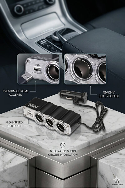 Autobase Araba Araç Oto Çakmak Çoklayıcı Çoğaltıcı Soketi USB
