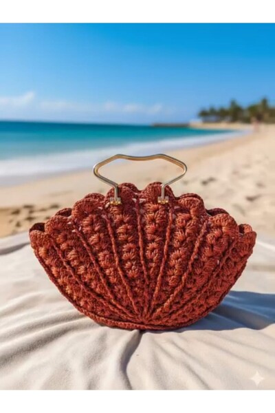 elişi dünyam Handmade Seashell Knitted Beach Bag