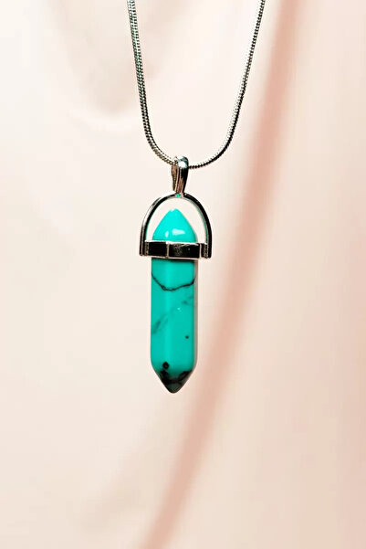 Generic Brand Turquoise natural stone chain handmade design necklace pendant:...