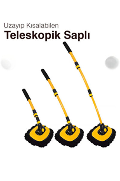 Yerli MİKRO FİBER TEMİZLİK VE YIKAMA TELESKOPİK MOP SARI-SİYAH 102 CM
