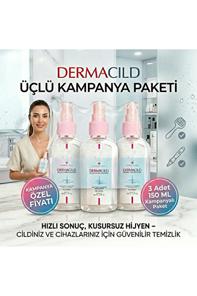 Dermacild ROLLER VE PEN TEMİZLEME SPREYİ 3X150ML - Dermaroller ve Dermapen Ba...