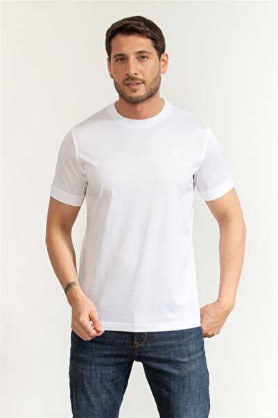 Karl Lagerfeld Erkek Bisiklet Yaka T-Shirt Beyaz
