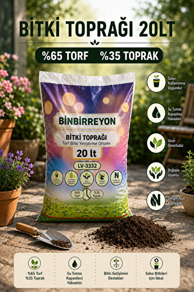 Binbirreyon 20Lt Torf Bitki Yetiştirme Toprağı Zengin Azot ve Yüksek Su Tutan...
