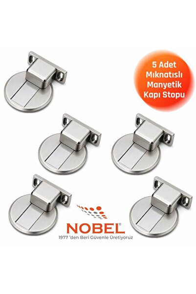 Nobel Manyetik Mıknatıslı Kapı Stoperi, Güçlü Mıknatıslı (Vidalı) İnox 5 ADET