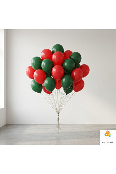baloss fer Red Dark Green Balloon Set 20 Pieces Birthday Party Decoration Sty...