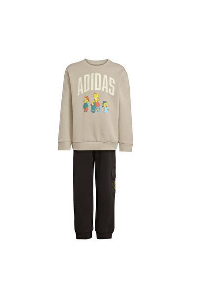 adidas Lk Sim Jog بدلة رياضية للأطفال باللون البيج بدلة رياضية للأطفال من الج...