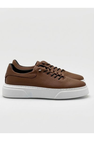 Derify Genuine Leather Tan Men's Casual Shoes – Orthopedic, Ultra Comfortable, Smart Lacing, Daily Sneaker