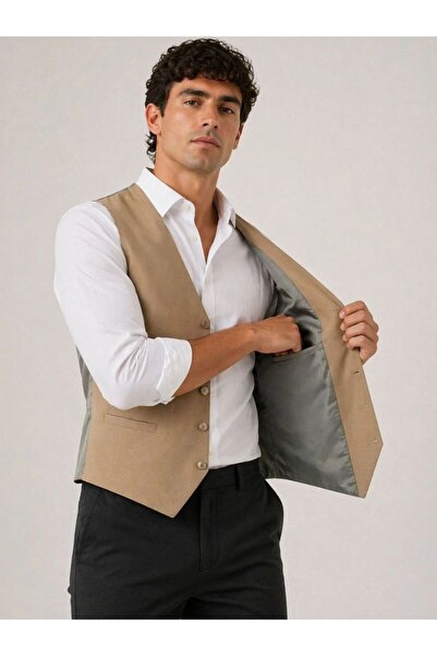 velmorafashion Erkek 6 Cepli Yelek İç Astarlı Sağ Sol İç Cepli Slim Fit Günlü...
