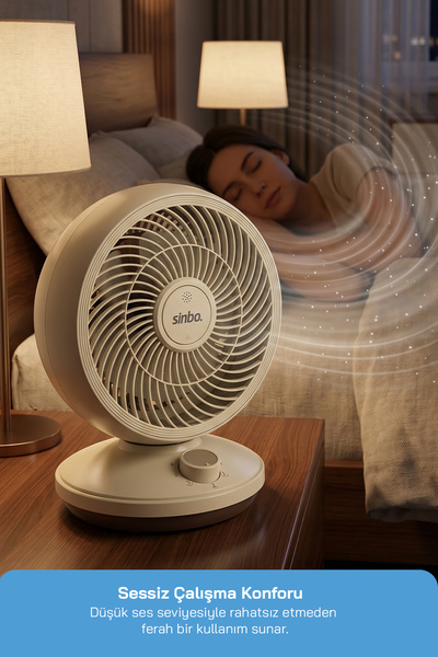 Sinbo SF-7701 Sessiz Mini Vantilatör Aroma Terapi Koku Yuvalı Otomatik Salınımlı Masaüstü Fan