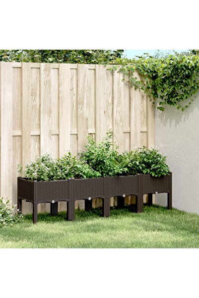 vidaxl Jardiniera de gradina cu picioare, maro, 160x40x42 cm, PP