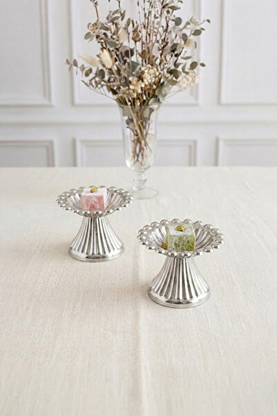 Kitchen Life 2-Piece Beaded Stainless Steel Silver Macaron Holder, Candy Bowl...