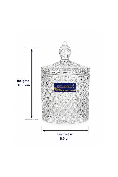 Delisoga Bomboane din sticlă cu capac, Design elegant, Ideal pentru dulciuri, 13.5x8.5 cm