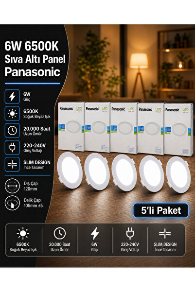 Viko by Panasonic 6W 6500K Slim Led Panel Spot Sıva Altı 5'li Paket