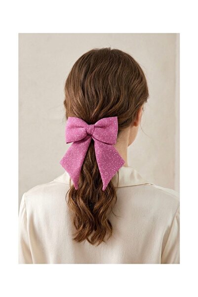 JZ MODA Chiffon Star Dust Patterned Romantic Pink Bow Buckle