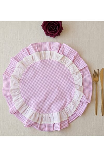 Doğa teks home Pembe Pötikare Fırfırlı Supla&Amerikan Servis (1 adet)