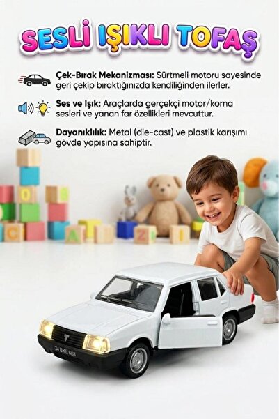 Tıfıl Toys Modifiyeli Tofaş'ım! Sesli Işıklı Metal Çek-Bırak Mekanizmalı 1:32...
