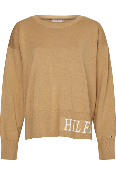Tommy Hilfiger COTTON GRAPHIC C-NK Kadın Kahverengi Kazak