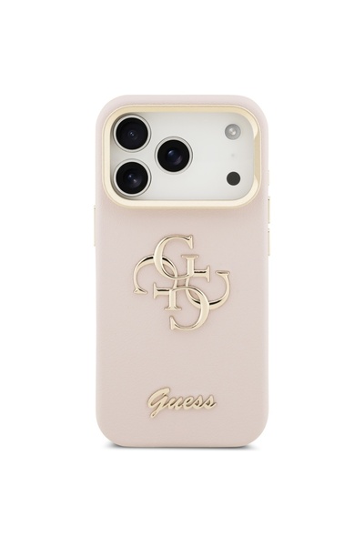 Guess Ανάγλυφη Θήκη Big 4G με Βάση Στήριξης για iPhone 17 Pro - Ροζ