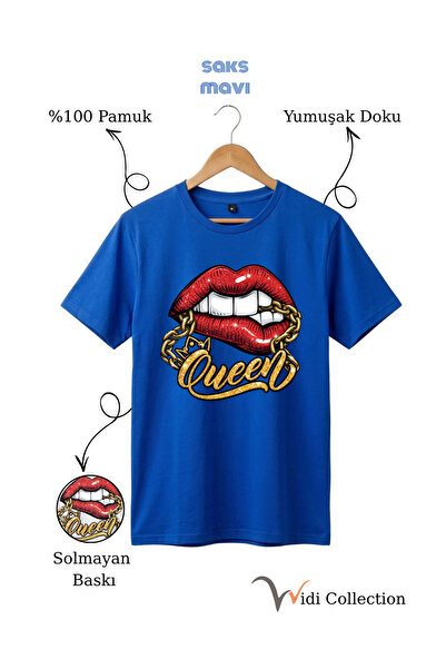 The Baski Queen Lip and Chain Printed 100% Cotton Regular Fit T-Shirt