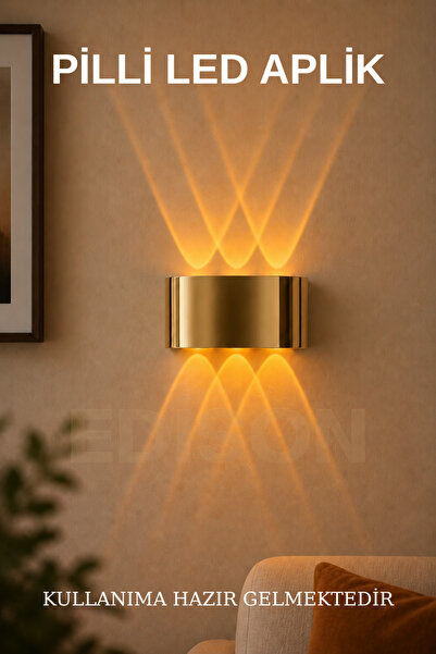 Edison Gold Pilli Led Aplik Aydınlatma Çift Taraflı Led Dekoratif Duvar Aplik...
