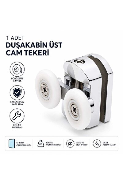KAHEY Duşa Kabin Tekerleği Üst Cam Teker Krom Plastik Gövdeli Teker Çap 24mm ...