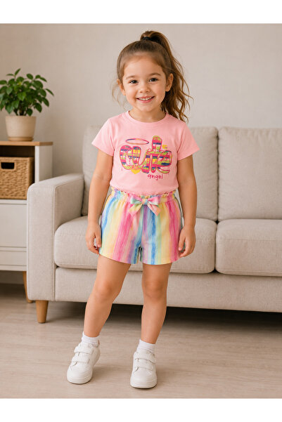 SANTRALBEBE Girl's Patterned Shorts Set