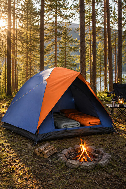newar 4 Kişilik Gölgelikli Kamp Çadırı Manuel Kurulum Outdoor Çadır 200x200x1...