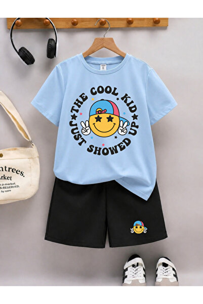 STİL-X طقم شورت وتي شيرت للأطفال مطبوع عليه The Cool Kid