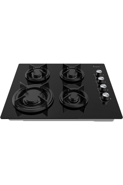 FRAM Plita incorporabila FBH-M4IRF-GBK, Gaz, 4 arzatoare, Gratar fonta, Aprindere electrica, Dispozitiv de siguranta, 60 cm, Sticla neagra