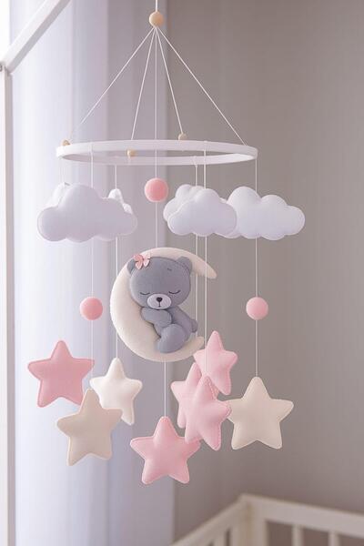 TREND METFİQ DECORATİON MÜZİKSİZ Premium El Yapımı Ayıcık Bebek Dönencesi - K...