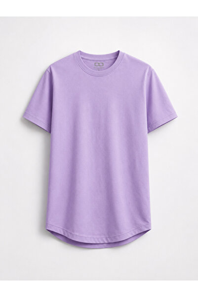 Double Dorsch Oval Kesim Long Fit Unisex Lila T-Shirt