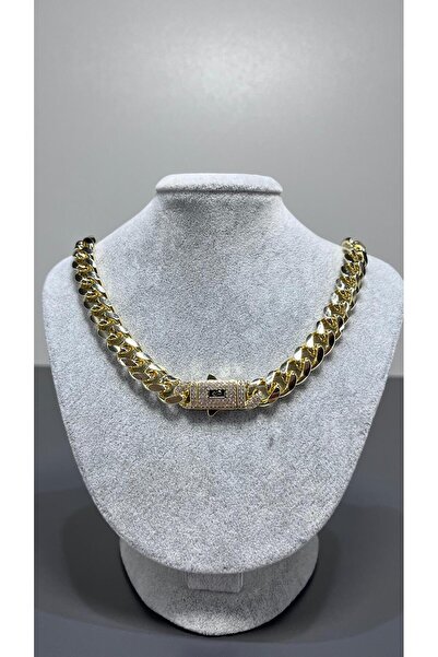Valaris Jewelry Luxury Gold Cuban Chain Kolye | Zirkon Taş Detaylı Premium Ka...