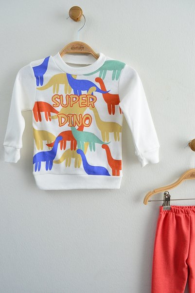 zubi kids Super Dino Patterned Baby Bodysuit and Bottom Set (0-24 Months)