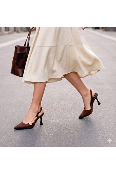 Demashoes Bitter Brown Suede Pointed Toe Closed Buckle Open Back Stiletto Hee...