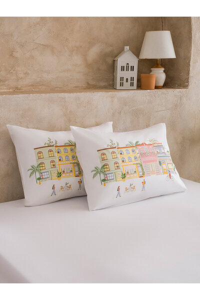 LC Waikiki Fețe de pernă din bumbac imprimate 50x70 cm, Set de 2